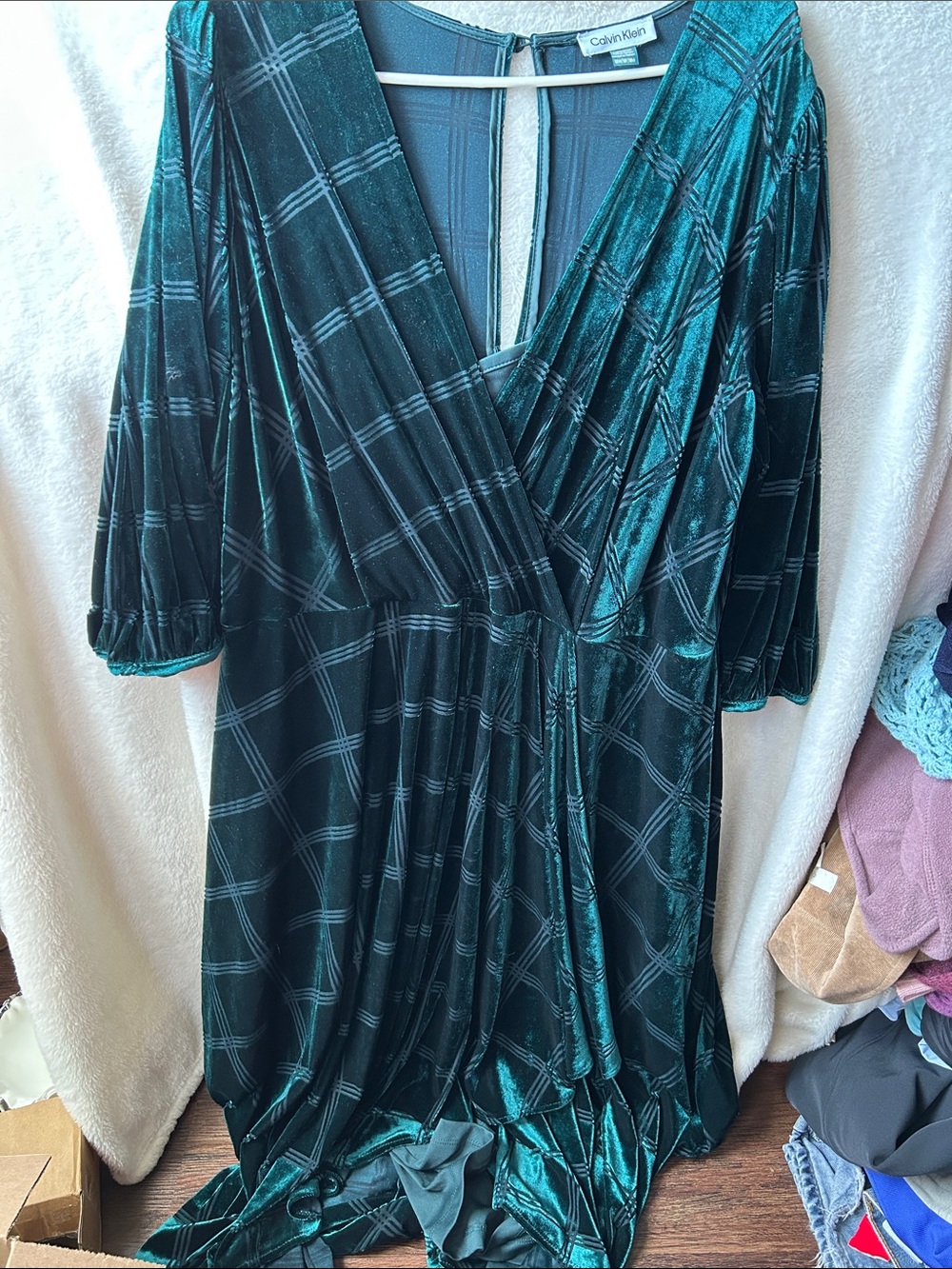 Calvin Klein Emerald Green Velvet Wrap Dress size 18w